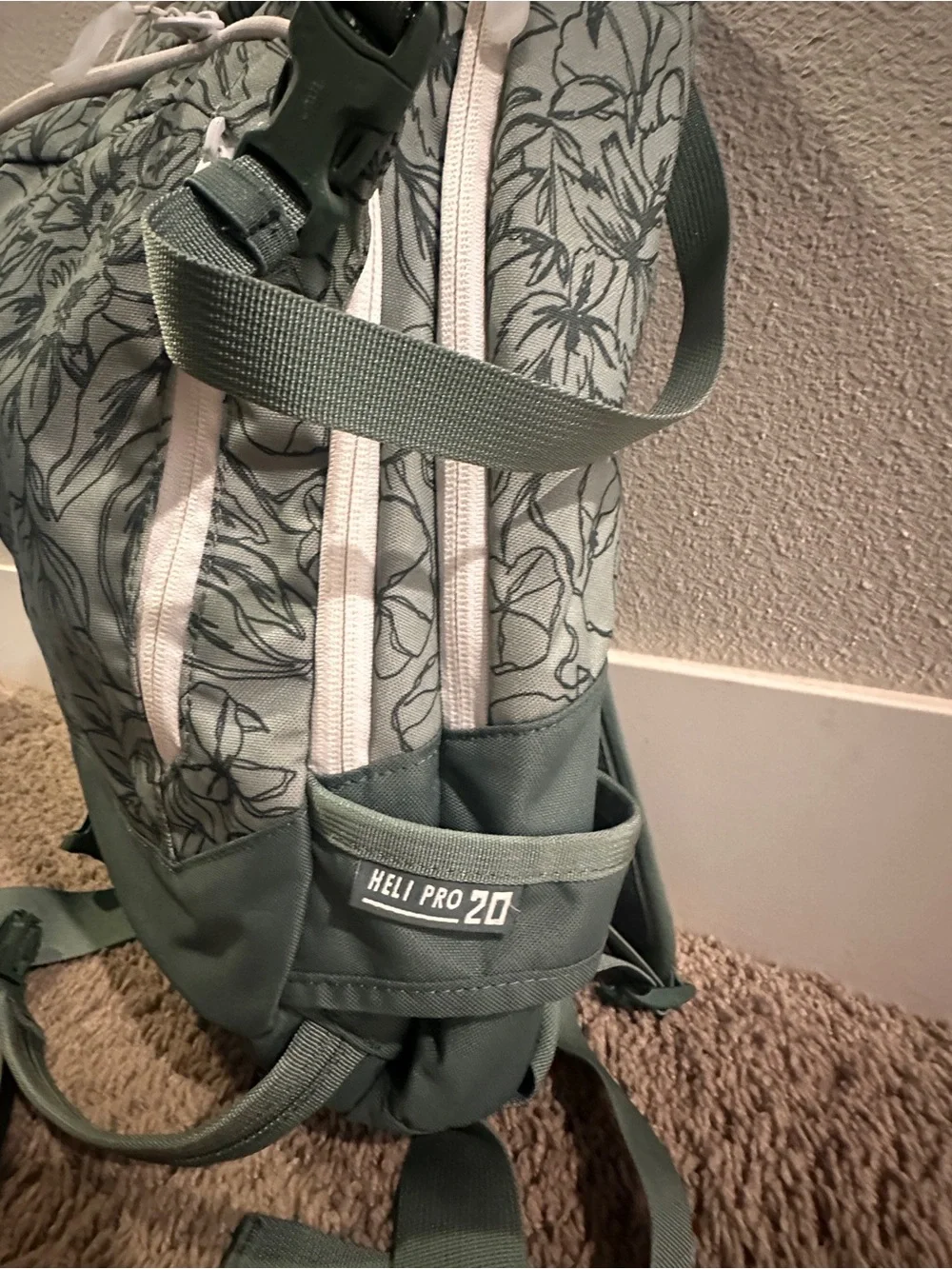 Dakine Floral Print Backpack in Sage teal color